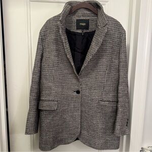 Maje Houndstooth Blazer - brown/black/white. Size Medium